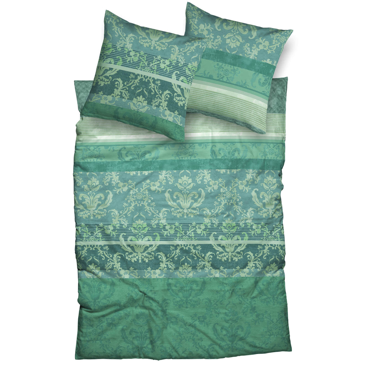 bettwaesche casatex streifen ornamente gruen