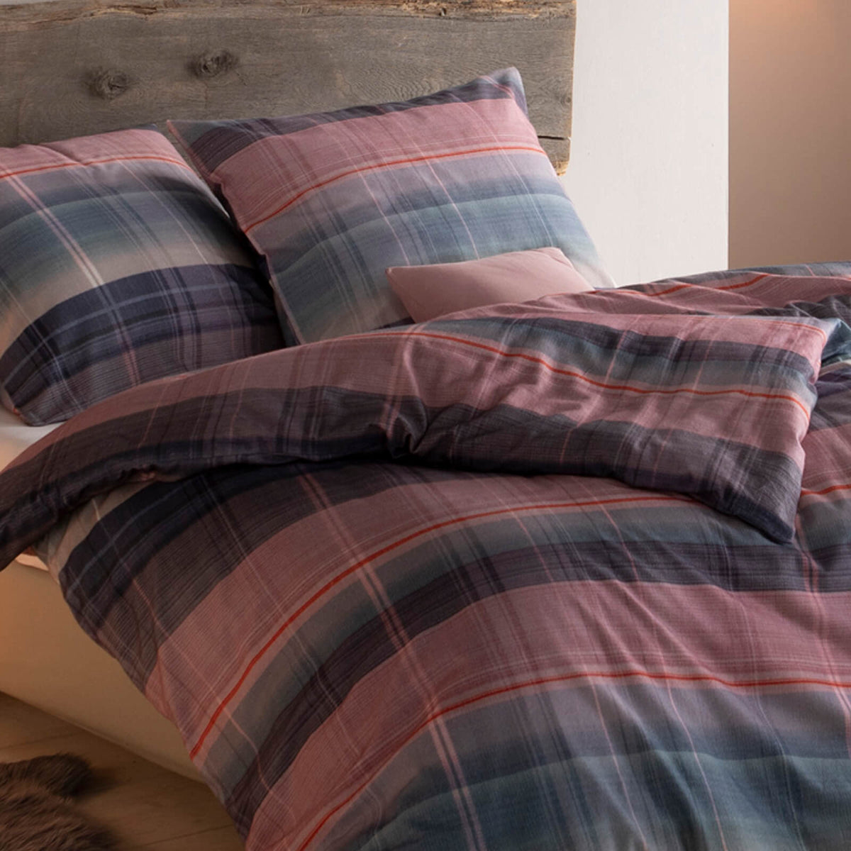 bettwaesche estella kariert bunt kuschelflanell