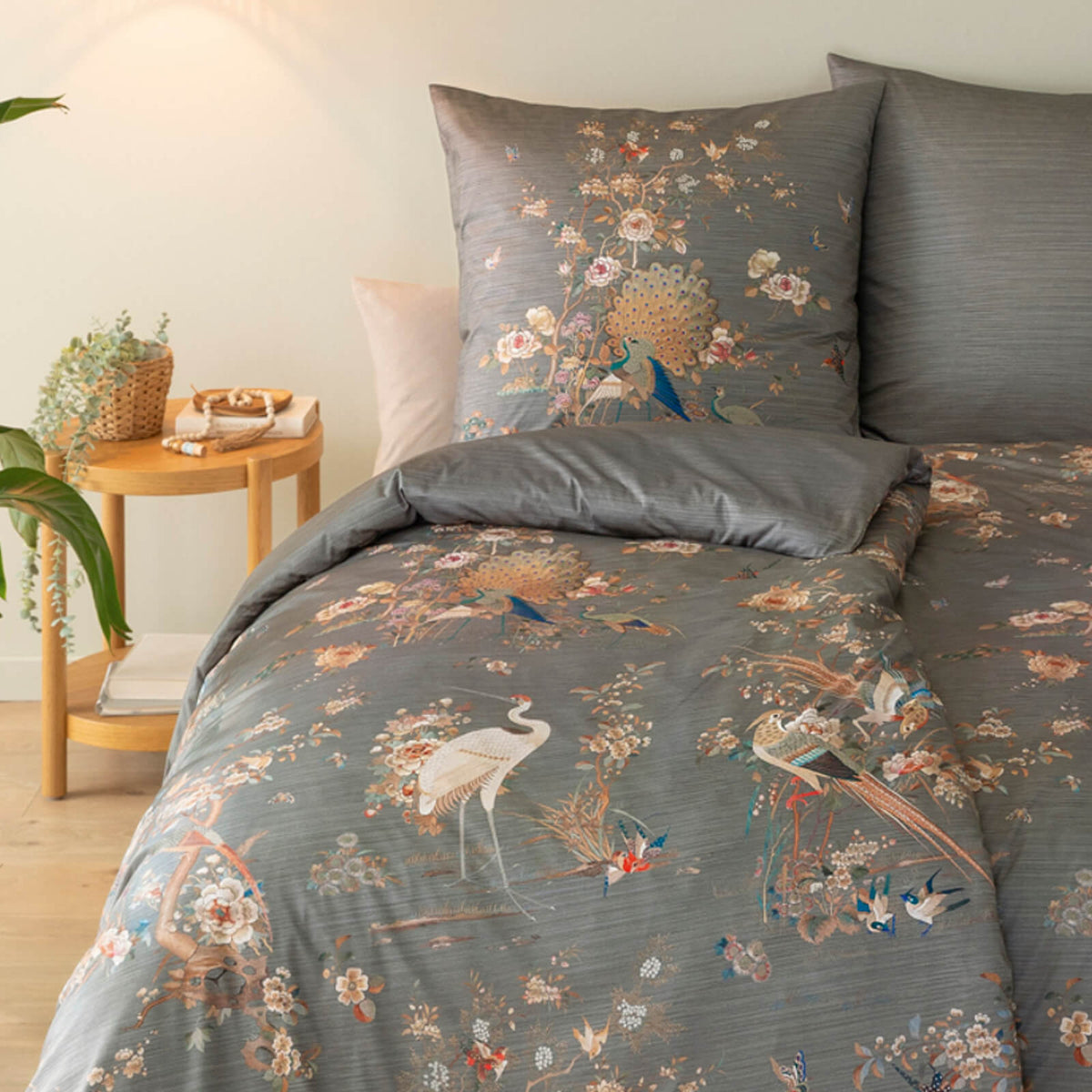 bettwaesche bettgarnitur floral storch pfau