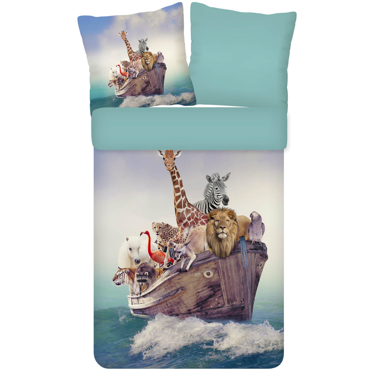 bettwaesche tiere arche noah giraffe loewe espico