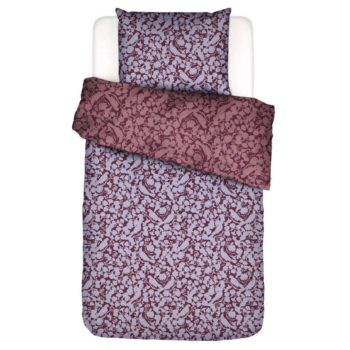 bettwaesche bettgarnitur voegel floral purple
