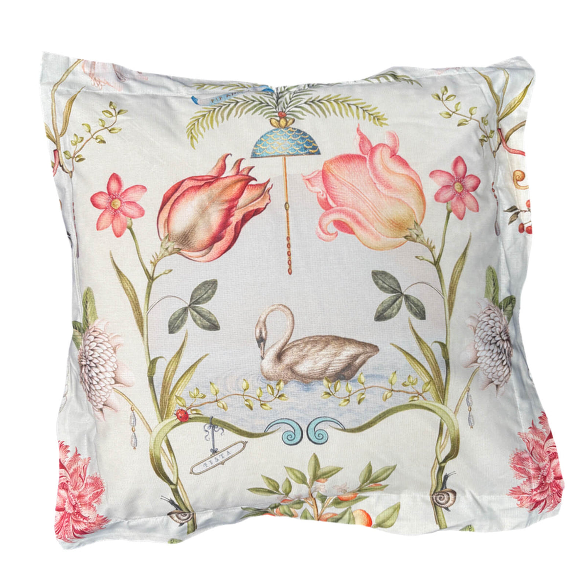 zierkissen gebluemt ornamente rose muscheln