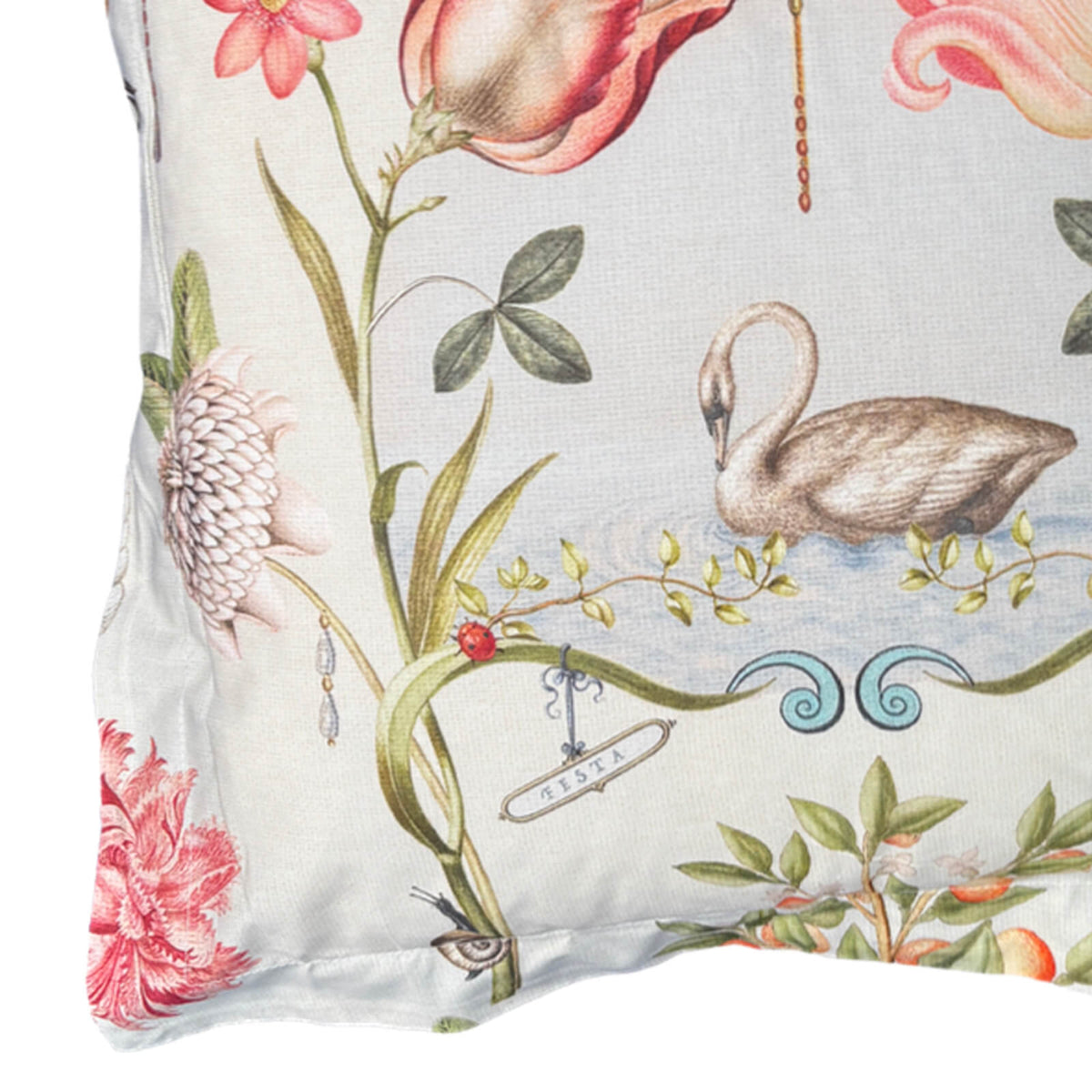 zierkissen gebluemt ornamente rose muscheln