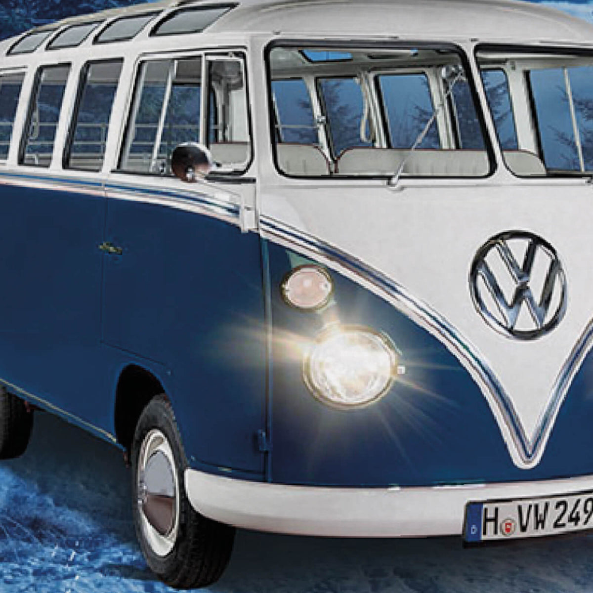 dekokissen winter bulli blau