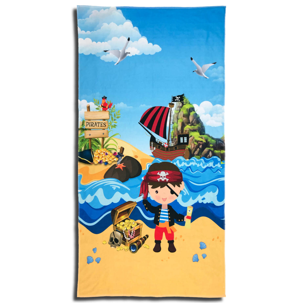 strandlaken pirat 75 x 150 cm schiff sonne meer badetuch