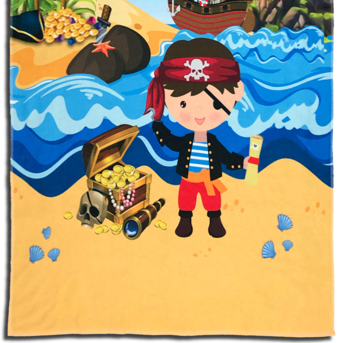 strandlaken pirat 75 x 150 cm schiff sonne meer badetuch