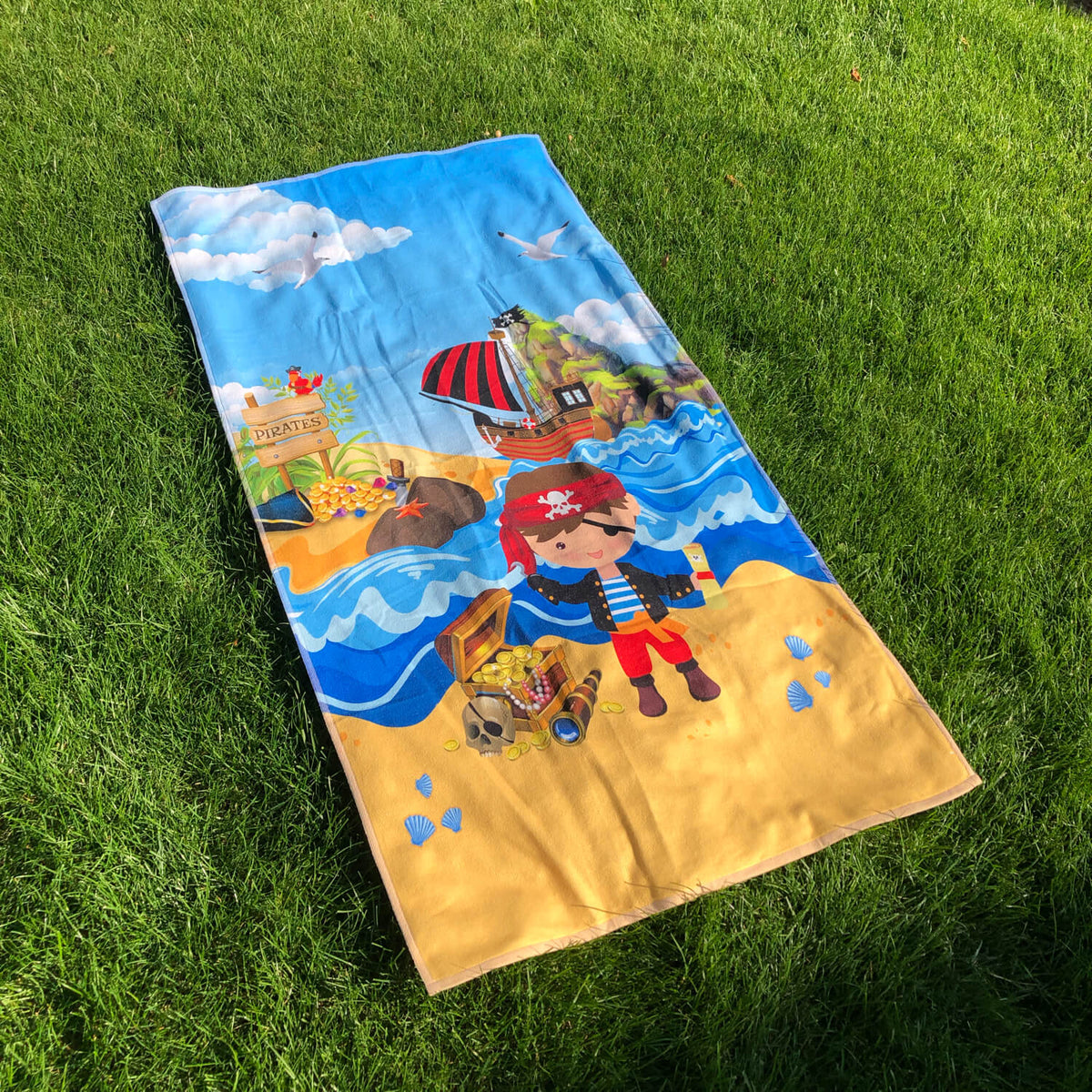 strandlaken pirat 75 x 150 cm schiff sonne meer badetuch