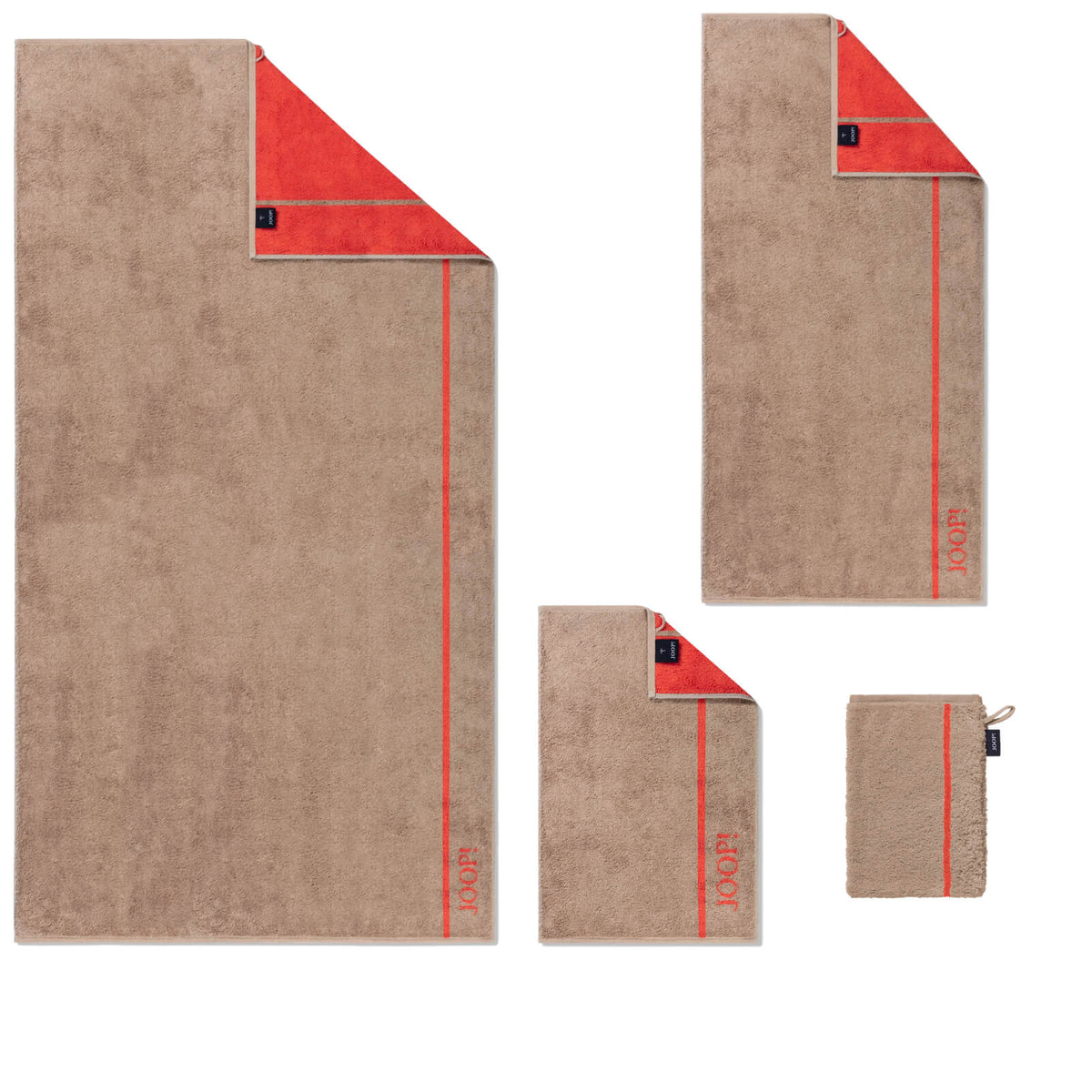 frottiertuecher beige rot baumwolle