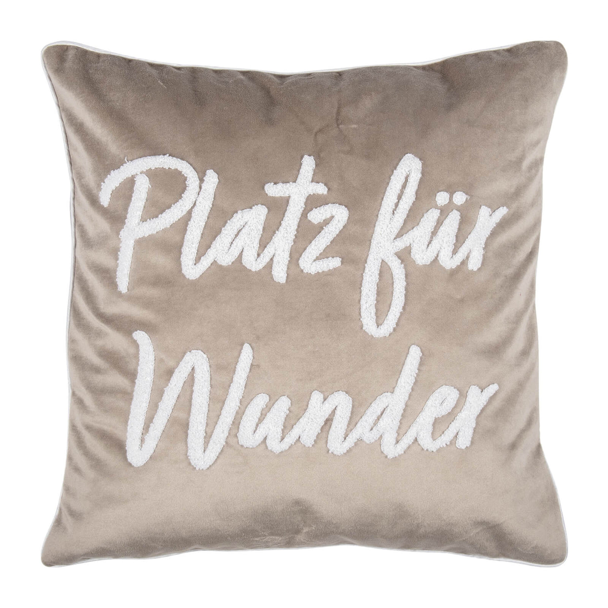 kissenhuelle letters schriftzug weiß samtoptik