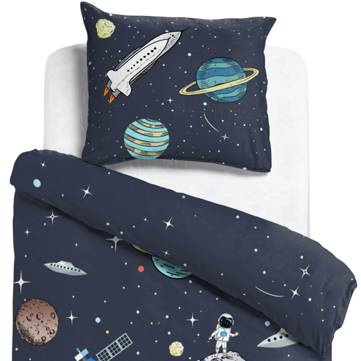 bettwaesche rakete weltall mond espico