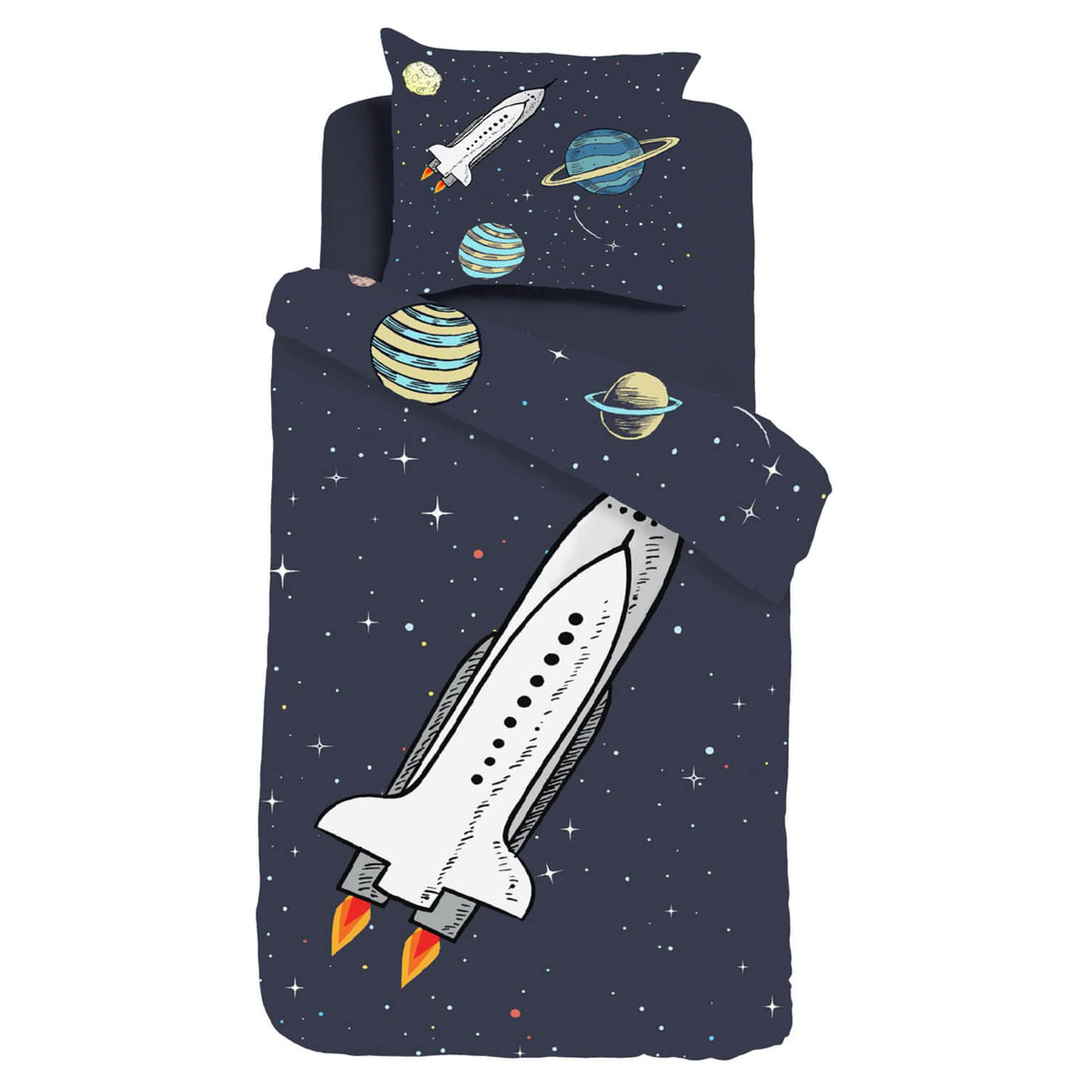 bettwaesche rakete weltall mond espico