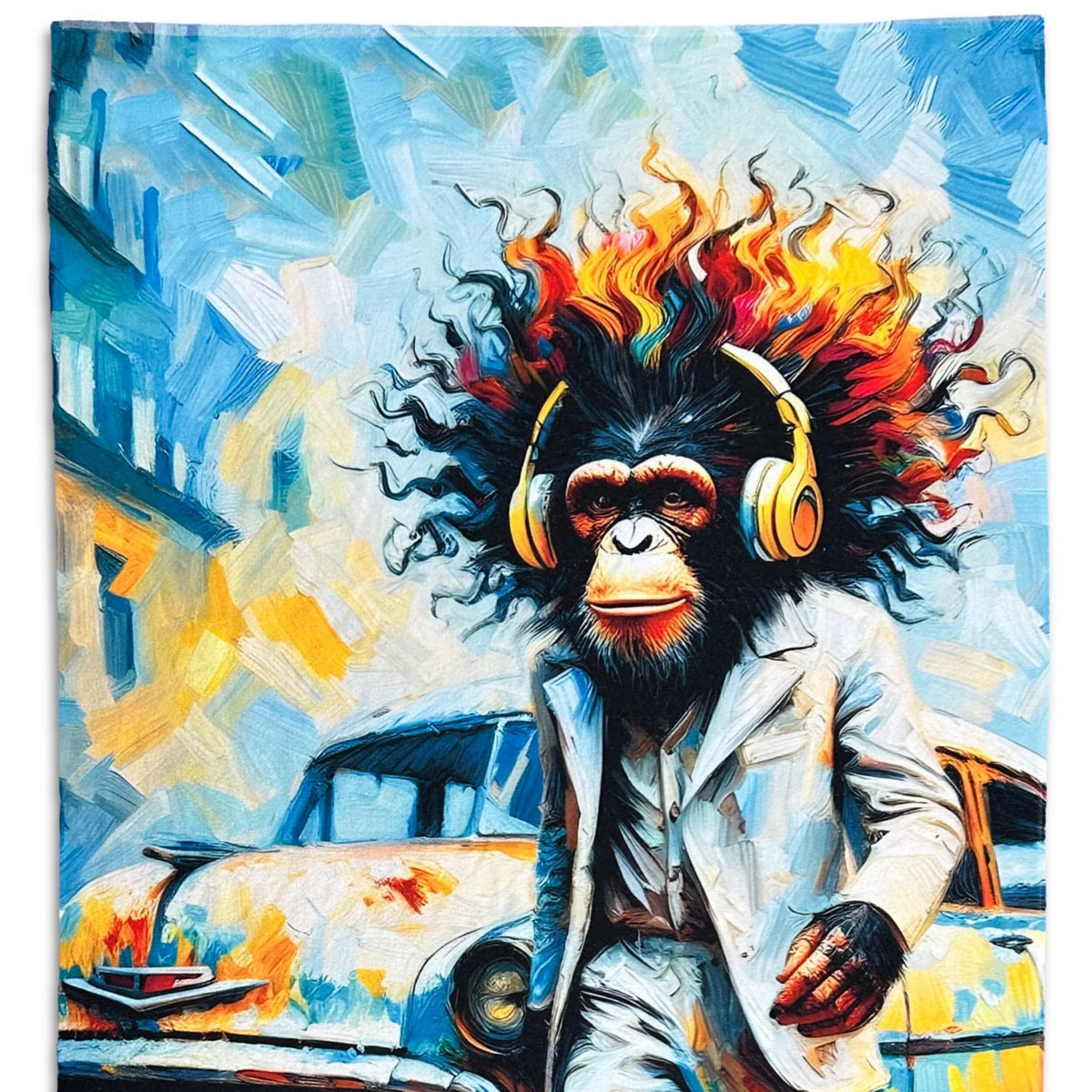 strandlaken badetuch cuba affe auto havanna bunt