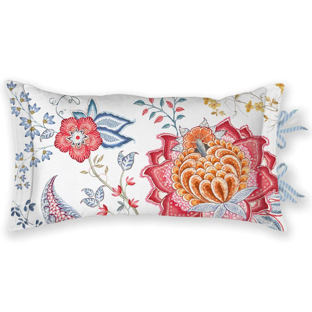 dekokissen floral gestreift weiß