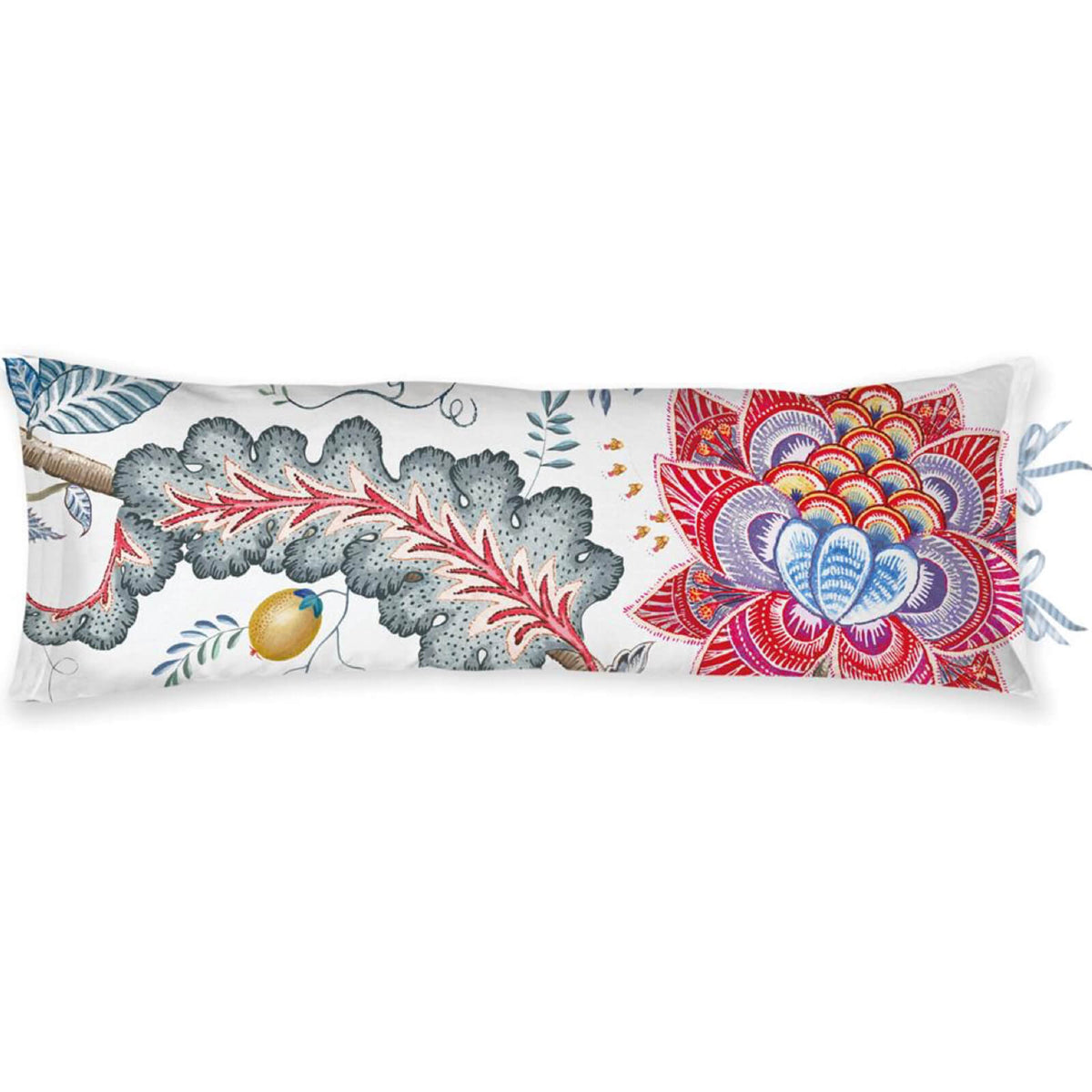 dekokissen floral gestreift weiß