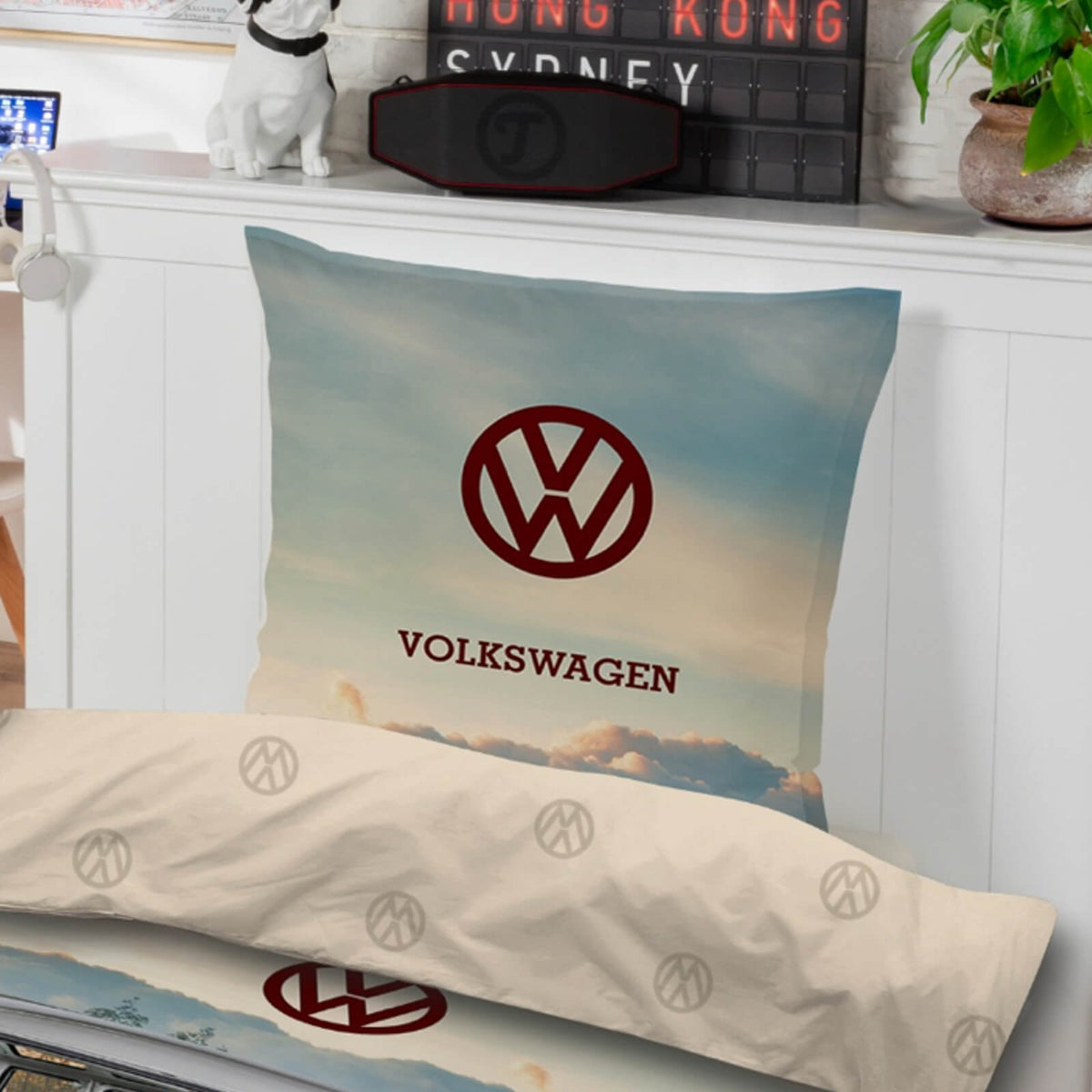 bettwäsche bettgarnitur auto vw t1 straße 