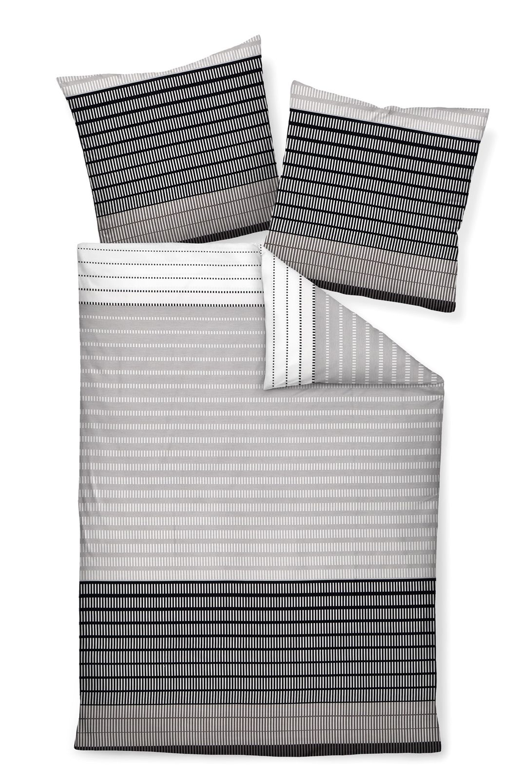 Janine Bettwäsche J.D. 87020-08 platin schwarz Mako Satin