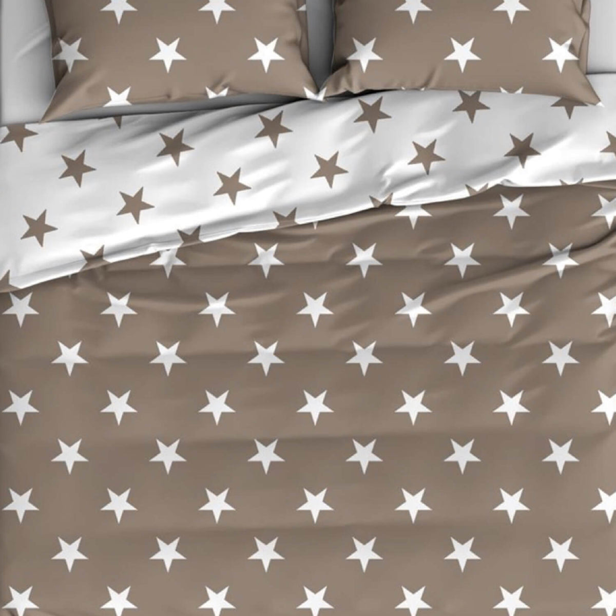 Trend Bettwäsche Stars Beige Braun Wendeoptik 135x200 cm