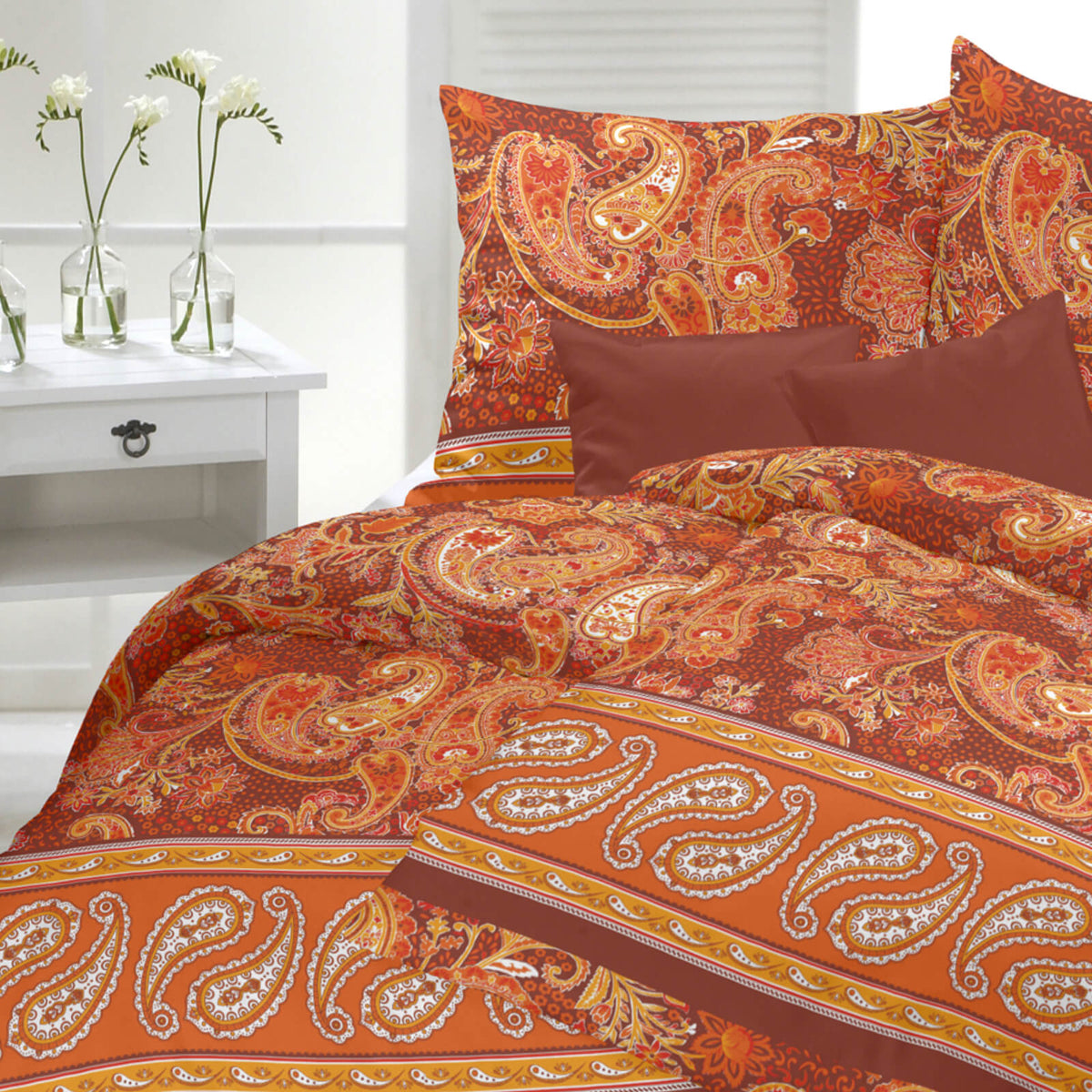 bettwaesche casatex orientalisch mandala orange satin