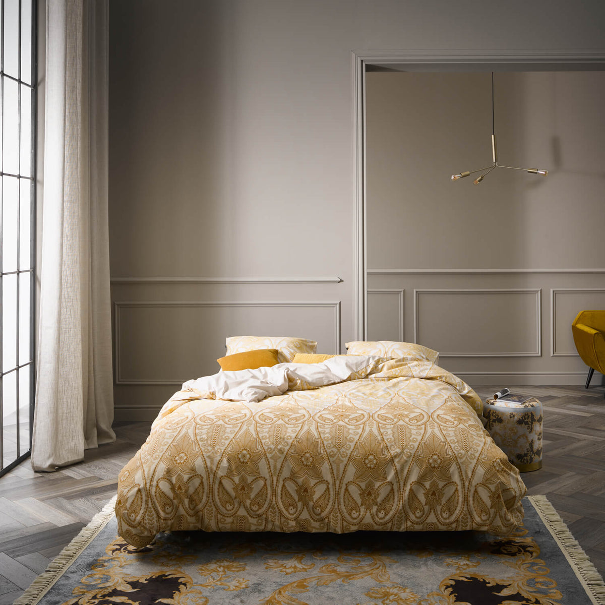 bettwaesche gemustert ornamente vanille
