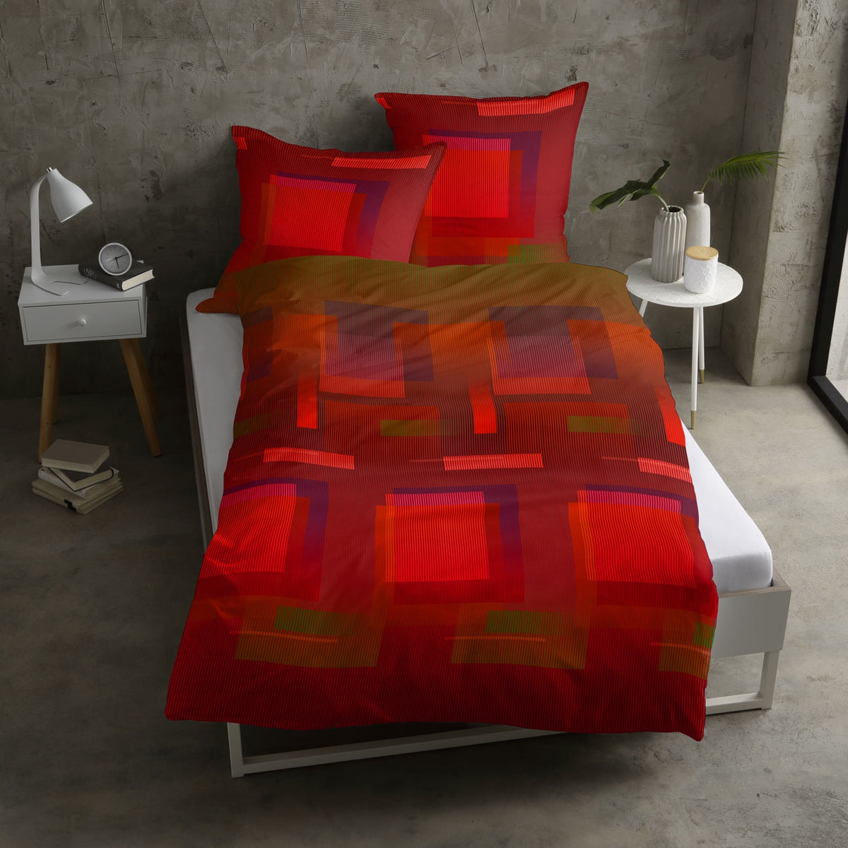casatex bettgarnitur graphisch grafik rot