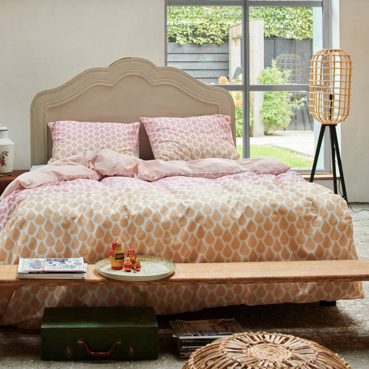 Esprit Bettwäsche Rainns Pink Rosa Orange Regentropfen Farbverlauf Streifen Gestreift Wendeoptik Satin