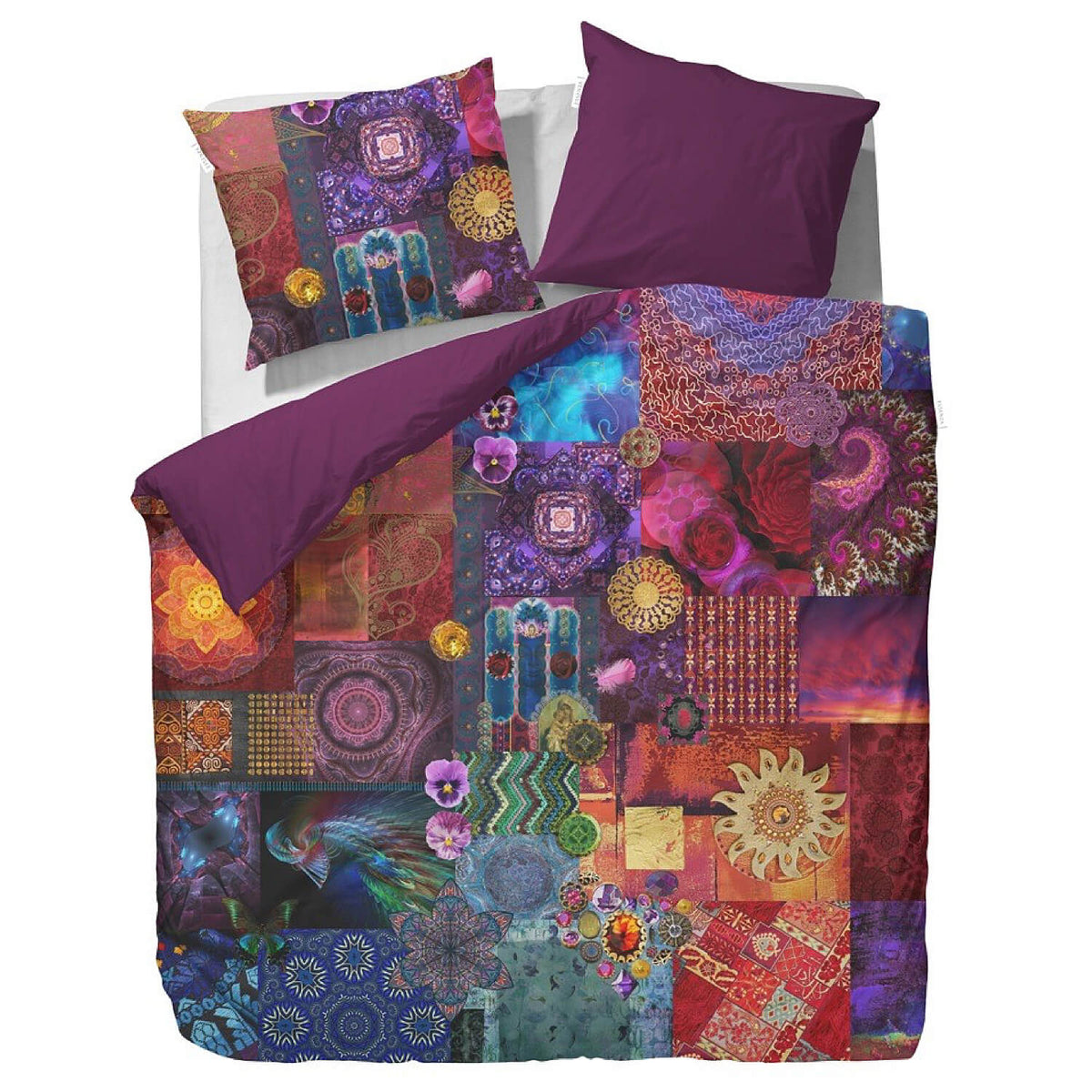 Essenza Bettwäsche Delhi purple Lila Maria Geblümt Sonne Mandala