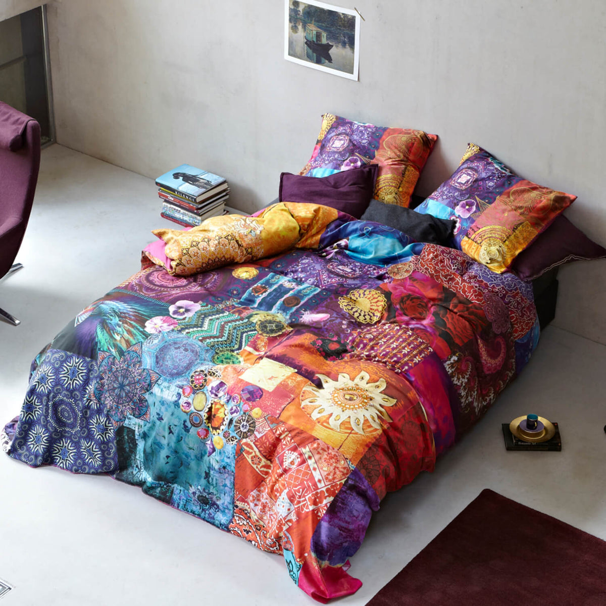 Essenza Bettwäsche Delhi purple Lila Maria Geblümt Sonne Mandala
