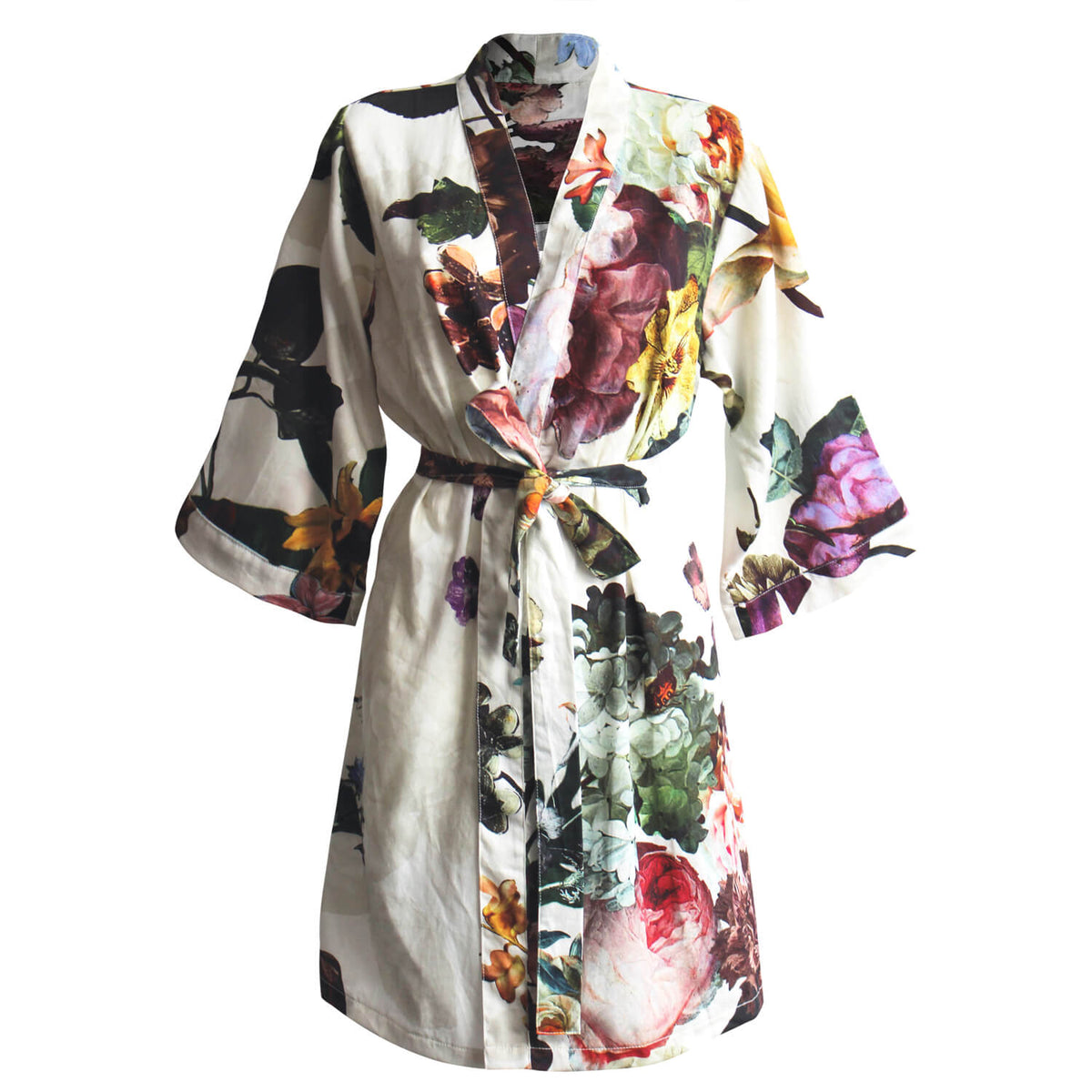 kimono morgenmantel fleur ecru blumen
