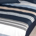 Janine Bettgarnitur J.D. 8481-08 Streifen Gestreift Linien Blau Blue Silber Mako Satin