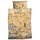 gustav klimt bettwaesche lebensbaum baumwolle satin beige 