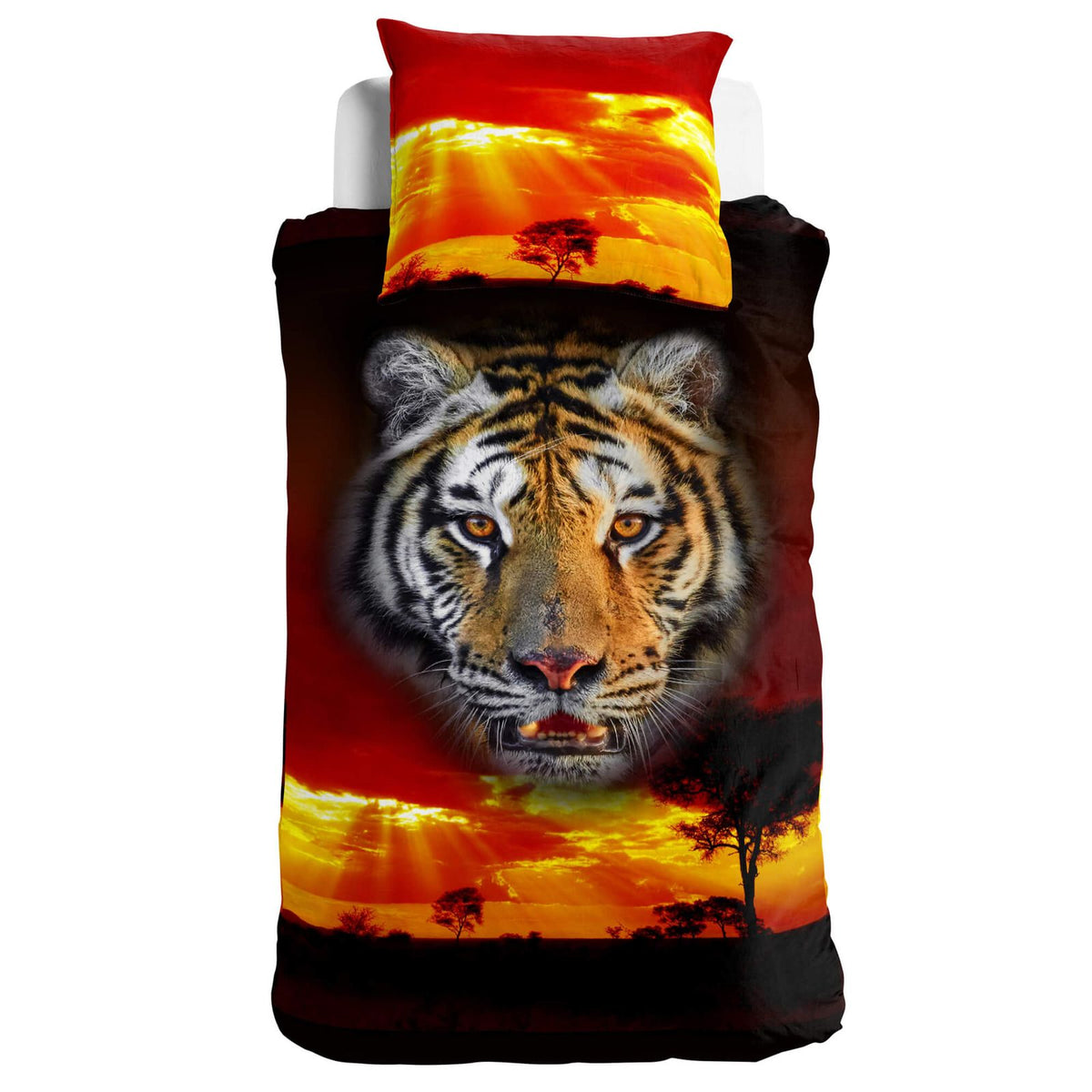digital druck bettwaesche tiger mystic rot schwarz afrika raubtier renforcé