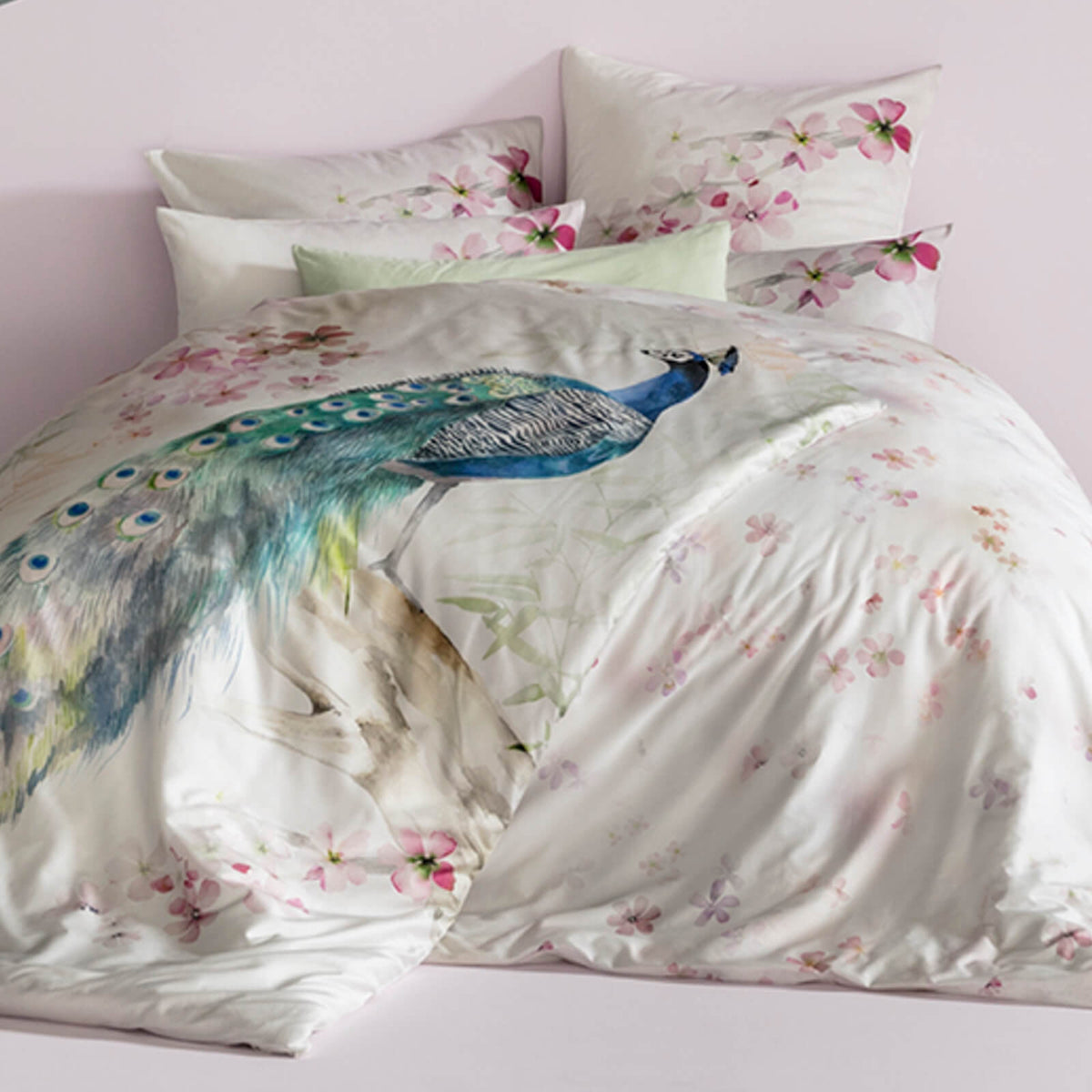 bettwaesche vogel pfau federkleid peacock feder 