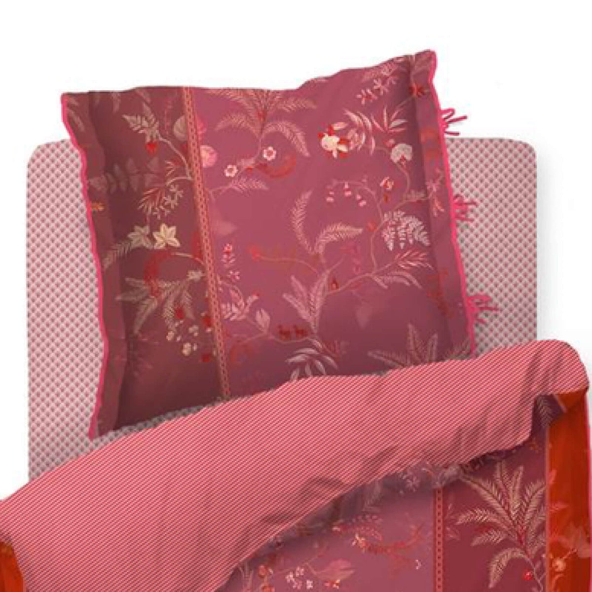 bettgarnitur bettwaesche blumen streifen farne