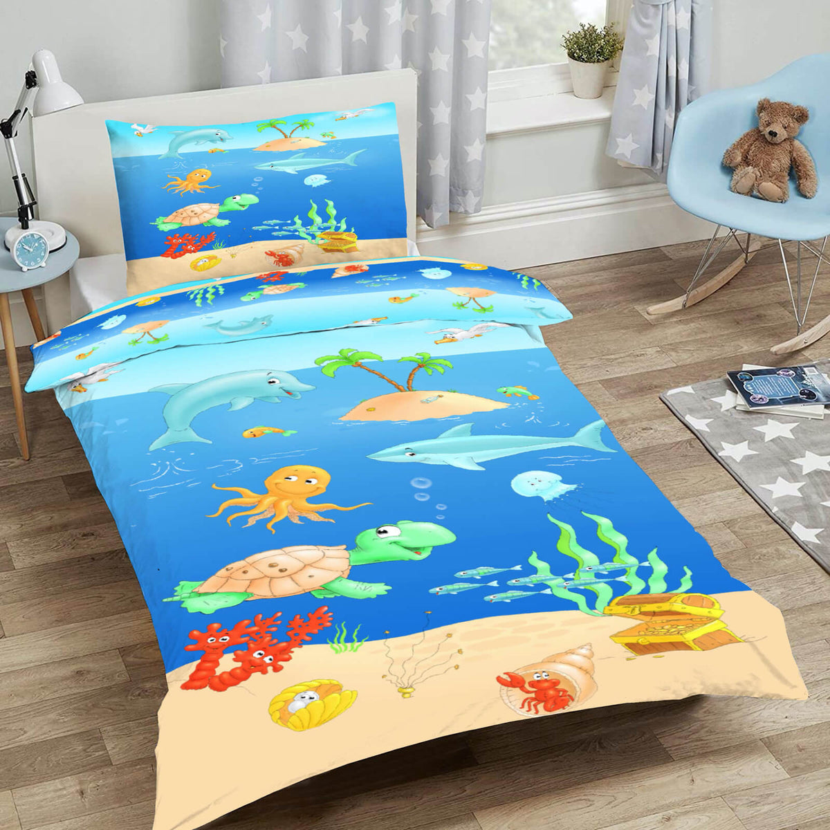 bettwaesche kinder schildkroete delfin