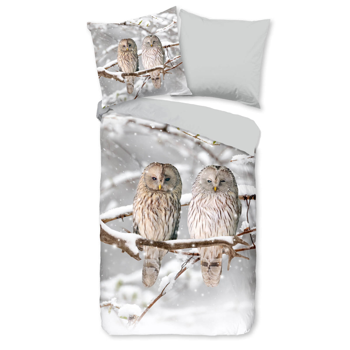 bettwaesche bettgarnitur eule schnee vogel