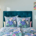 bettwaesche bettgarnitur blumen motiv blau