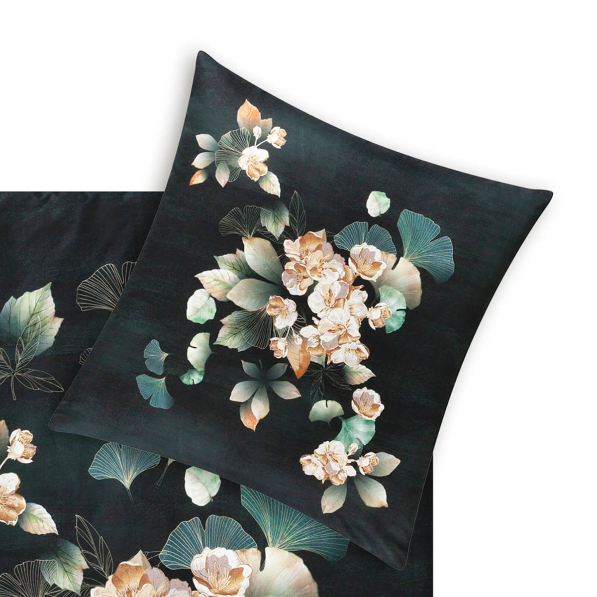 bettwaesche bettgarnitur blumen schwarz