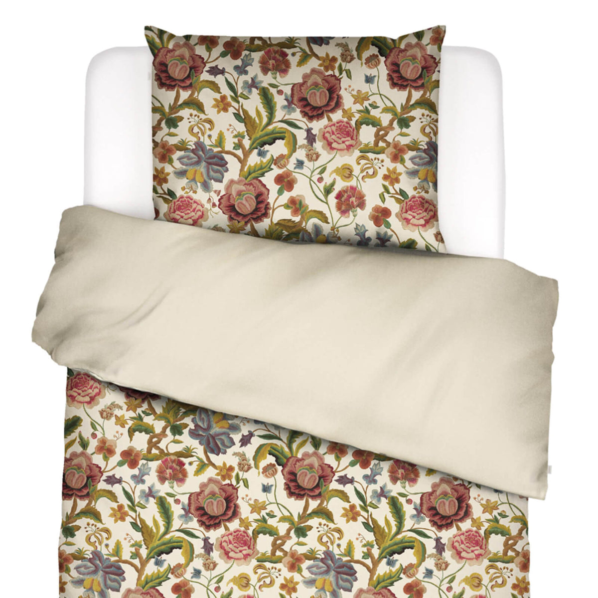 bettwaesche roselina wendedesign gebluemt creme