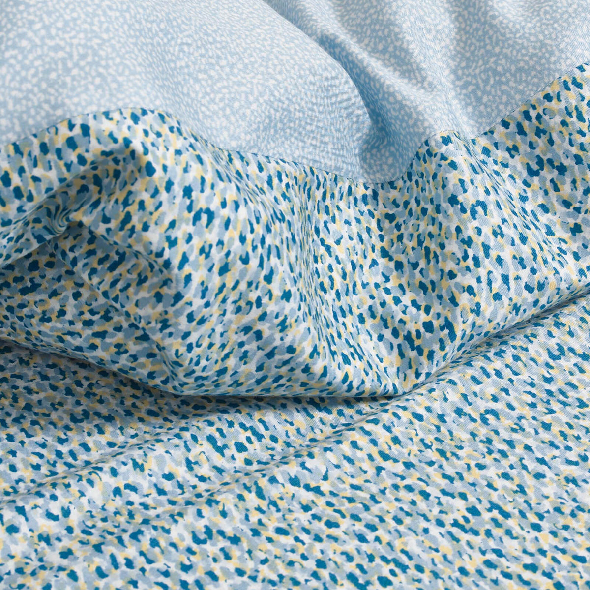 bettwaesche muster blau gelb wendeoptik baumwolle satin
