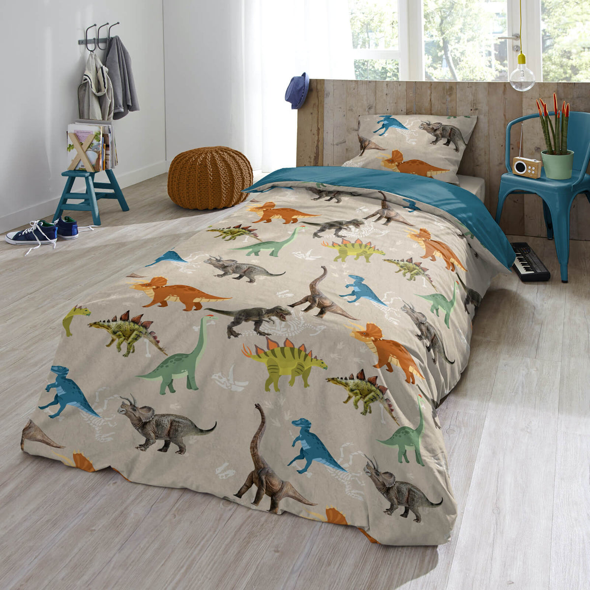 bettwaesche dino saurier ross skelett espico