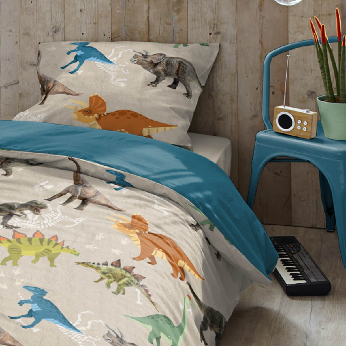 bettwaesche dino saurier ross skelett espico