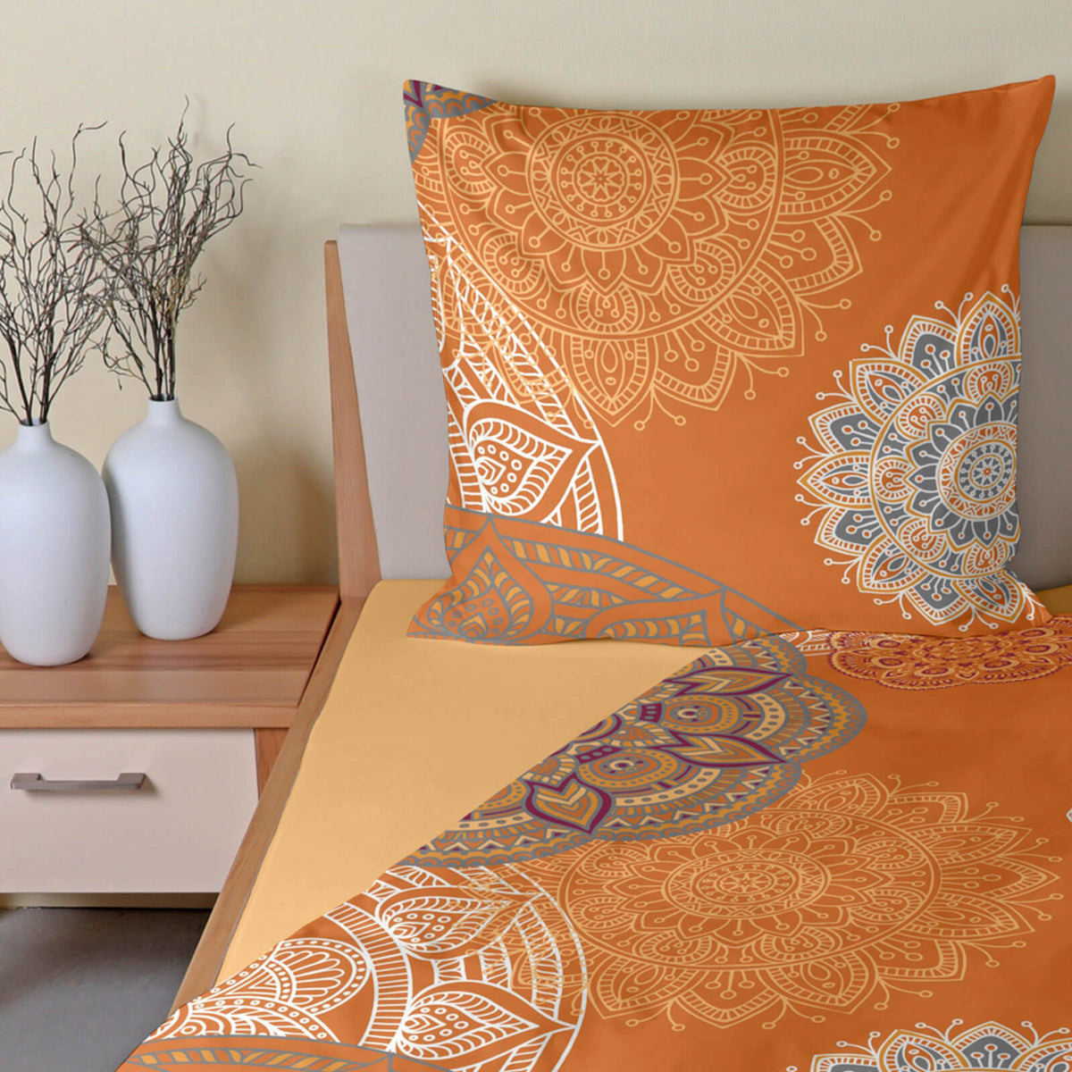 casatex bettwaesche eivissa mango silber biber mandala orientalische muster 