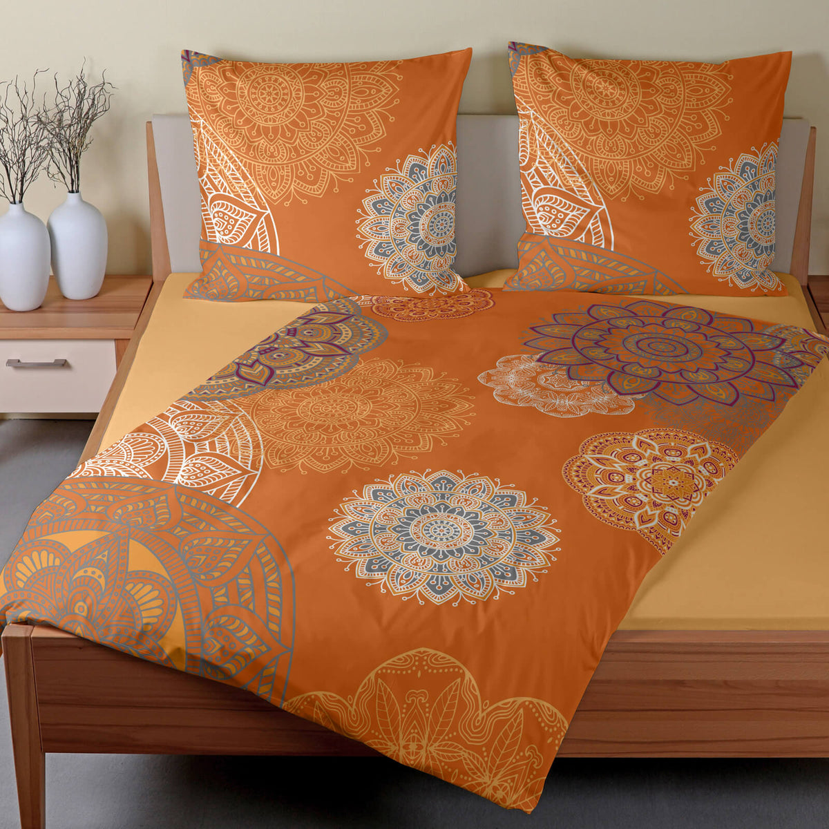 casatex bettwaesche eivissa mango silber biber mandala orientalische muster 