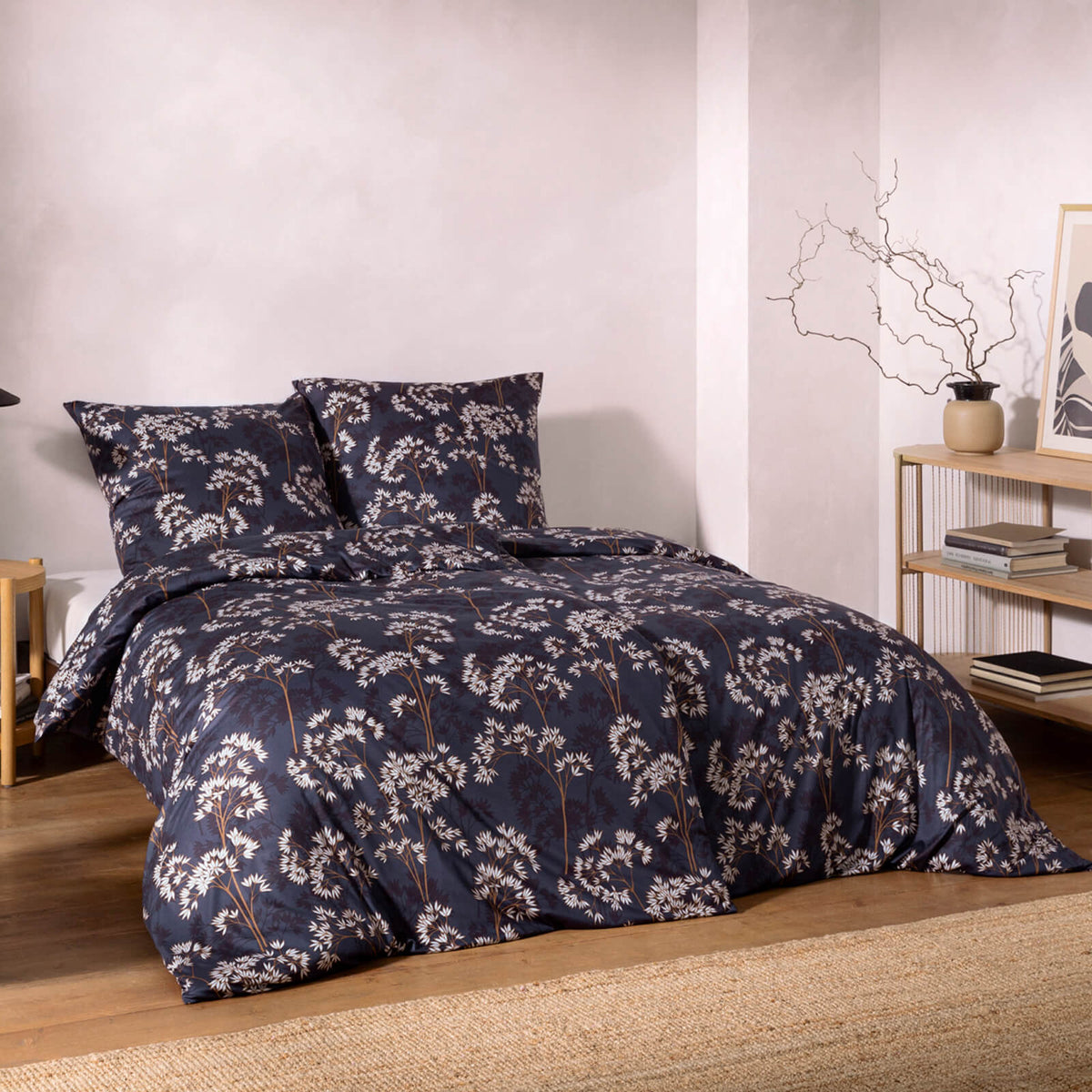 bettbezug kissenbezug floral blueten blau