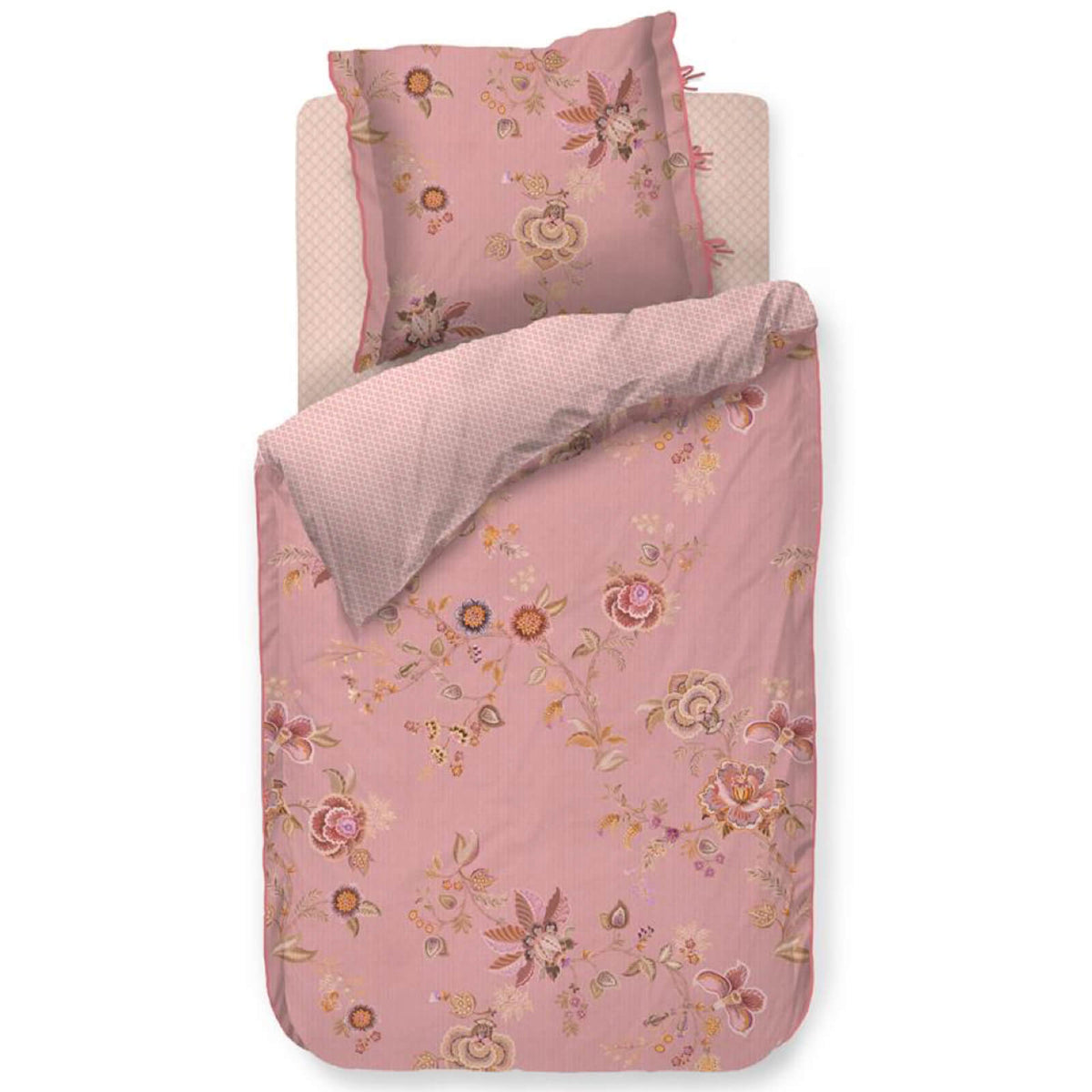 bettgarnitur bettwaesche gebluemt gemustert pink