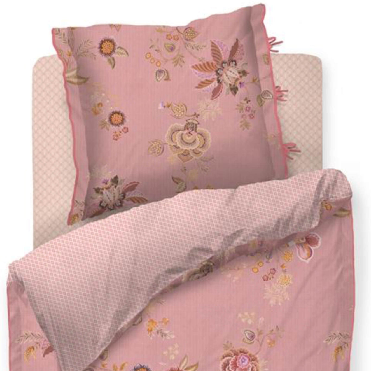 bettgarnitur bettwaesche gebluemt gemustert pink