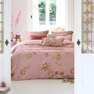 bettgarnitur bettwaesche gebluemt gemustert pink