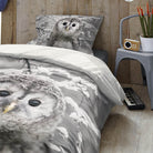 bettgarnitur eule schnee winter vogel nachtschwaermer flanell