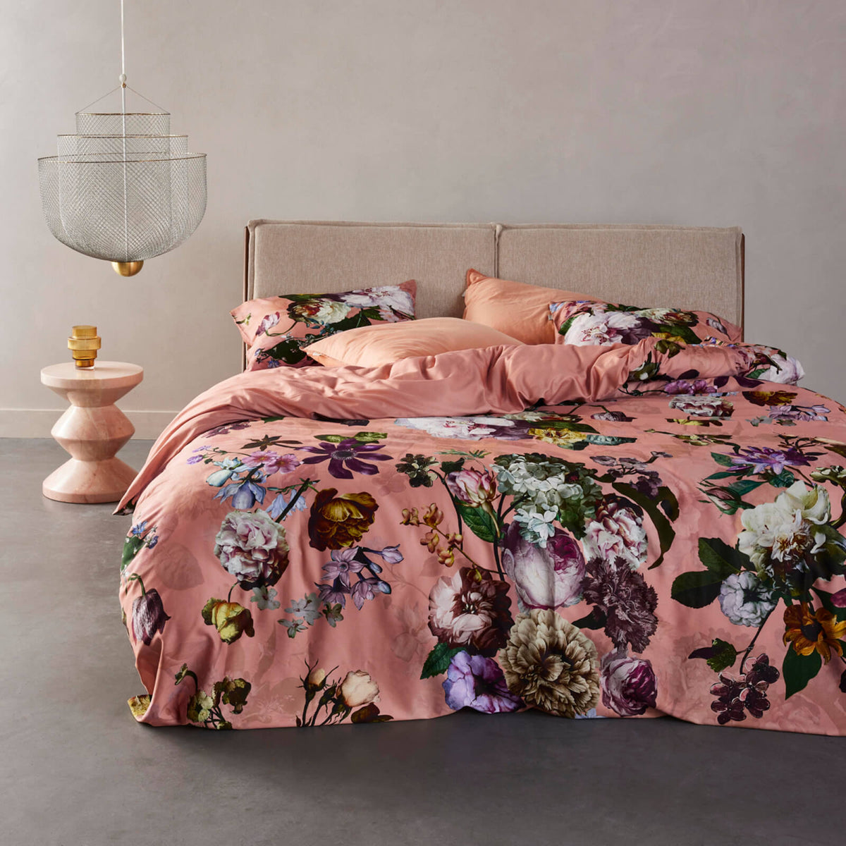 bettwaesche fleur gebluemt floral uni rosa