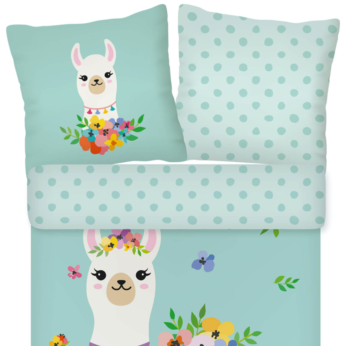 bettwaesche lama tier blumen gebluemt
